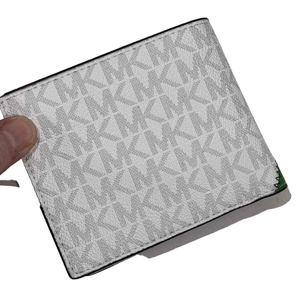 Michael Kors Cooper Logo and Striped Billfold White Palm Green Unisex Wallet - Picture 3 of 12